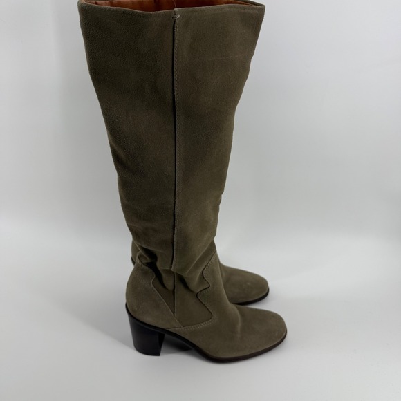 Lucky Brand Shoes - Lucky Brand Jolna Olive Green Suede Tall Western Block Heel Boots Womens 6M